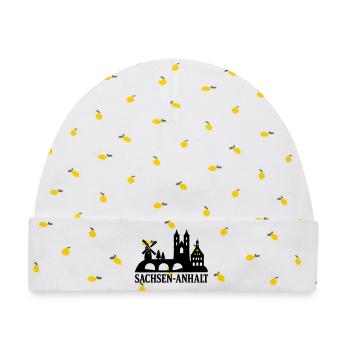 sachsen anhalt bundesland silhouette - Baby Premium Organic Mütze - Weiß/Zitronengelb - Vorne