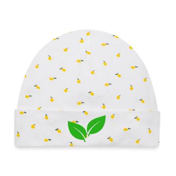 Grüne Blätter Illustration - Baby Premium Organic Mütze - Weiß/Zitronengelb - Vorne