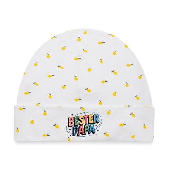 Bester Papa bunte Buchstabenillustration - Baby Premium Organic Mütze - Weiß/Zitronengelb - Vorne