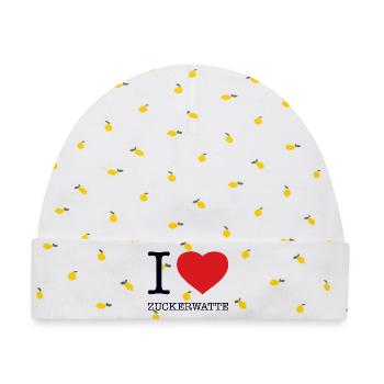 I love Zuckerwatte - Baby Premium Organic Mütze - Weiß/Zitronengelb - Vorne