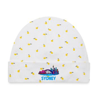 Sydney Skyline - Baby Premium Organic Mütze - Weiß/Zitronengelb - Vorne