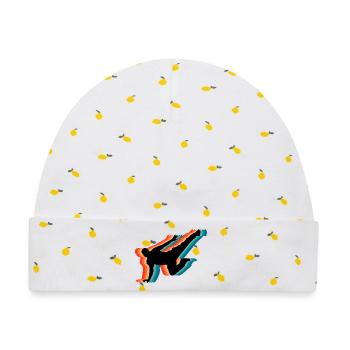 Retro Parkour Freilauf-Silhouette Retro-Kunst - Baby Premium Organic Mütze - Weiß/Zitronengelb - Vorne