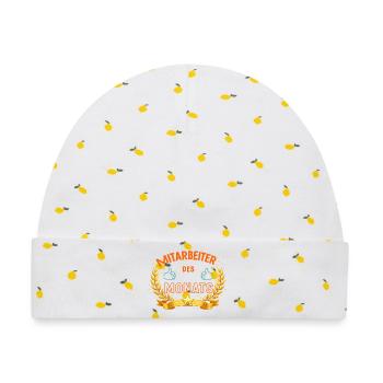 Mitarbeiter des Monats – LorbeerDesign - Baby Premium Organic Mütze - Weiß/Zitronengelb - Vorne