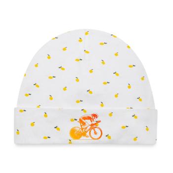 Roadbike Stil für jeden Anlass - Baby Premium Organic Mütze - Weiß/Zitronengelb - Vorne