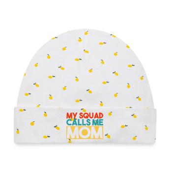 Mein Team nennt mich Mama Retro Typografie - Baby Premium Organic Mütze - Weiß/Zitronengelb - Vorne