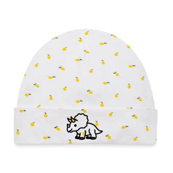 Triceratops - Baby Premium Organic Mütze - Weiß/Zitronengelb - Vorne