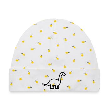 Brontosaurus - Baby Premium Organic Mütze - Weiß/Zitronengelb - Vorne