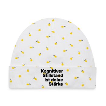 KOGNITIVER STILLSTAND IST DEINE STÄRKE. SARKASMUS - Baby Premium Organic Mütze - Weiß/Zitronengelb - Vorne