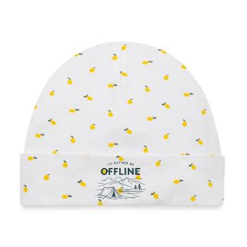 I'd rather be offline | Camping Outdoor - Baby Premium Organic Mütze - Weiß/Zitronengelb - Vorne