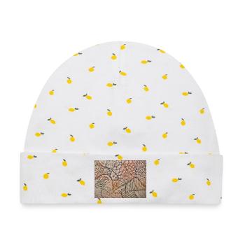 Farblinien Netzkunst - Baby Premium Organic Mütze - Weiß/Zitronengelb - Vorne