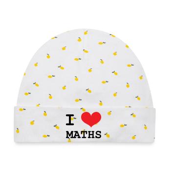 I Love Maths: Passion Mathematics T-Shirt - Baby Premium Organic Mütze - Weiß/Zitronengelb - Vorne