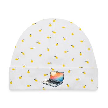 Lumina Laptop Prisma - Baby Premium Organic Mütze - Weiß/Zitronengelb - Vorne