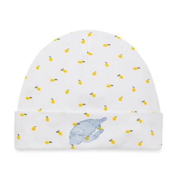 Geometrische Hand Silhouette mit Fraktalen - Baby Premium Organic Mütze - Weiß/Zitronengelb - Vorne