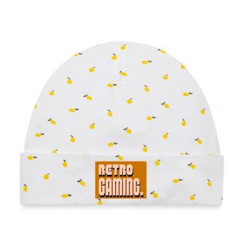 Retro-Gaming-Pixelkunst - Baby Premium Organic Mütze - Weiß/Zitronengelb - Vorne