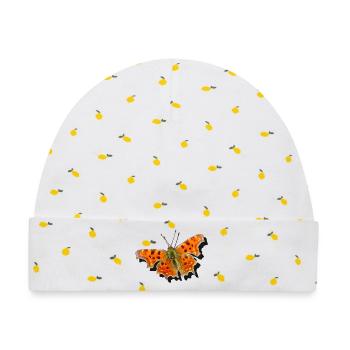 Orange Schmetterling C-Falter - Baby Premium Organic Mütze - Weiß/Zitronengelb - Vorne