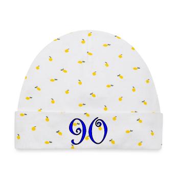 90. 90 JAHRE. 90-JÄHRIGES JUBILÄUM. 90-JÄHRIGES JUBILÄUM. - Baby Premium Organic Mütze - Weiß/Zitronengelb - Vorne