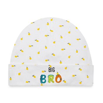 großer Bruder - Baby Premium Organic Mütze - Weiß/Zitronengelb - Vorne