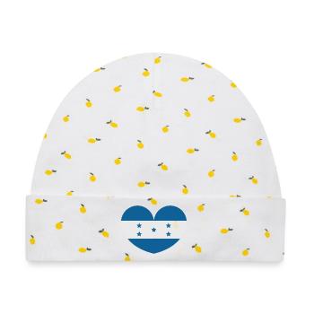 Herzflagge Honduras - Baby Premium Organic Mütze - Weiß/Zitronengelb - Vorne