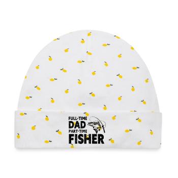 Vollzeit-Vater Teilzeit-Fisher – Papa-Geschenk - Baby Premium Organic Mütze - Weiß/Zitronengelb - Vorne