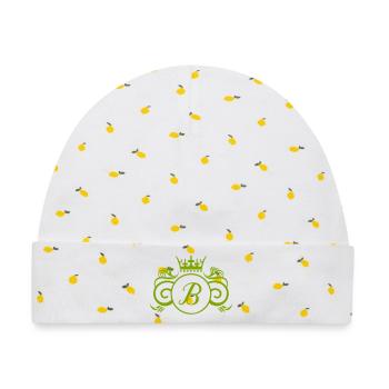 Königliches B Monogramm-Wappen - Baby Premium Organic Mütze - Weiß/Zitronengelb - Vorne