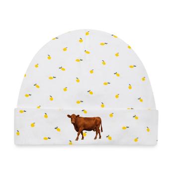 Red Angus Kuh - Baby Premium Organic Mütze - Weiß/Zitronengelb - Vorne