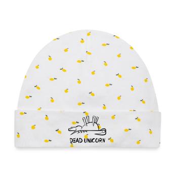 Dead Unicorn - Baby Premium Organic Mütze - Weiß/Zitronengelb - Vorne