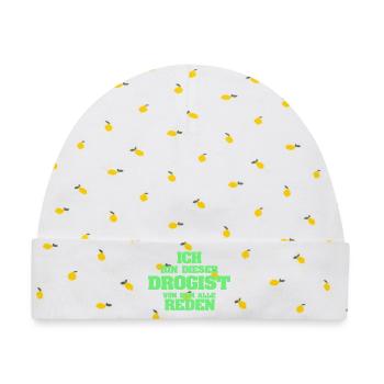 Geschenk für Drogist - Baby Premium Organic Mütze - Weiß/Zitronengelb - Vorne