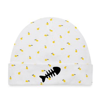 Fischgraete Silhouette Icon - Baby Premium Organic Mütze - Weiß/Zitronengelb - Vorne
