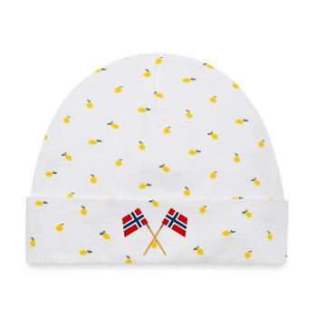 Norwegische Flagge - Baby Premium Organic Mütze - Weiß/Zitronengelb - Vorne