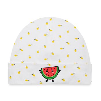 Lächelnde Wassermelonenscheibe Cheer - Baby Premium Organic Mütze - Weiß/Zitronengelb - Vorne