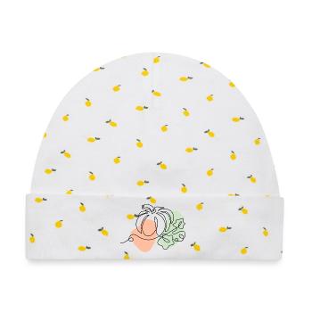 Abstrakte Linienformen mit Farbklecksen - Baby Premium Organic Mütze - Weiß/Zitronengelb - Vorne