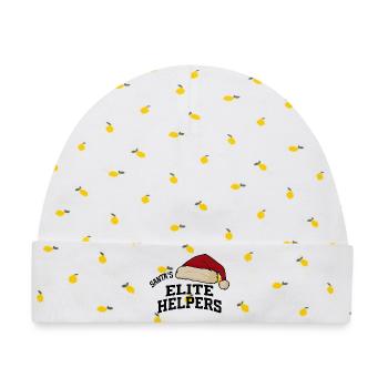 Santa Elite Helpers - Baby Premium Organic Mütze - Weiß/Zitronengelb - Vorne