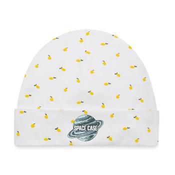 Space Case Planetenkreis Retro-Logo - Baby Premium Organic Mütze - Weiß/Zitronengelb - Vorne