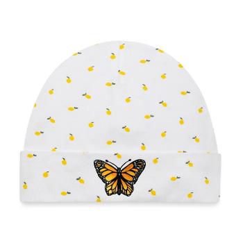 Monarch-Sonnenuntergangsschmetterling - Baby Premium Organic Mütze - Weiß/Zitronengelb - Vorne