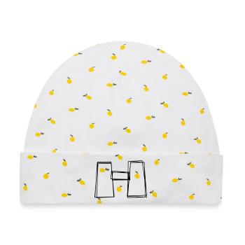 Fernglas handgezeichnet - Baby Premium Organic Mütze - Weiß/Zitronengelb - Vorne