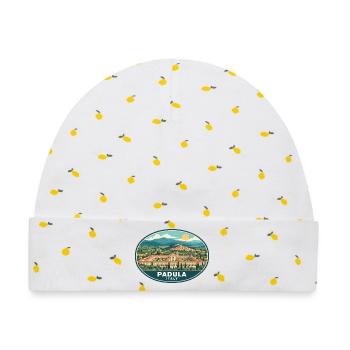 Erleben Sie Padula in Italien Campania Heritage - Baby Premium Organic Mütze - Weiß/Zitronengelb - Vorne
