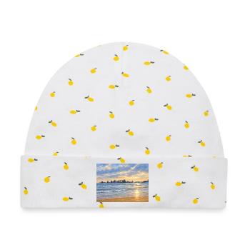 Sonnenuntergang an der Stadtbucht - Baby Premium Organic Mütze - Weiß/Zitronengelb - Vorne