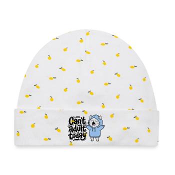 Can't adult today - Katze im Hoodie - Baby Premium Organic Mütze - Weiß/Zitronengelb - Vorne
