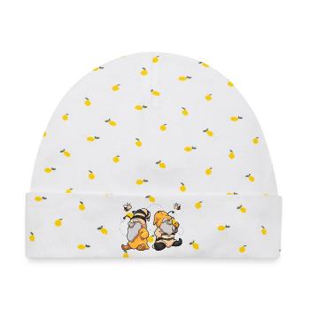 Bienen Humor Bee Happy - Baby Premium Organic Mütze - Weiß/Zitronengelb - Vorne