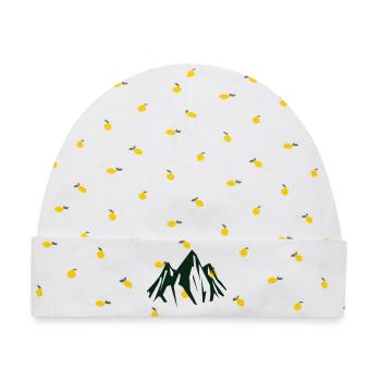 Dunkle Bergsilhouette in Grün - Baby Premium Organic Mütze - Weiß/Zitronengelb - Vorne