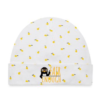 Fair Enough Witty Funny Sarcastic Pinguin Nerd - Baby Premium Organic Mütze - Weiß/Zitronengelb - Vorne