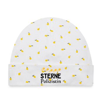 Sterne Polizistin Geschenk - Baby Premium Organic Mütze - Weiß/Zitronengelb - Vorne