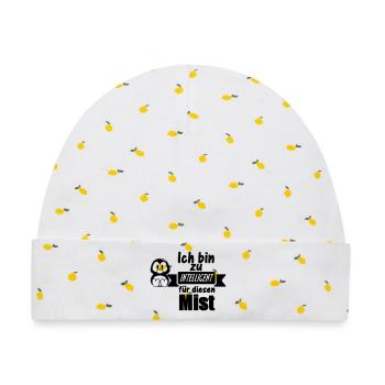 Pinguin Spruch - Zu intelligent Geschenk - Baby Premium Organic Mütze - Weiß/Zitronengelb - Vorne