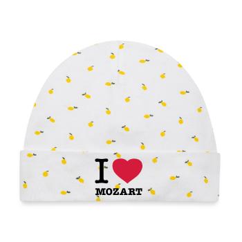 I LOVE MOZART - Baby Premium Organic Mütze - Weiß/Zitronengelb - Vorne