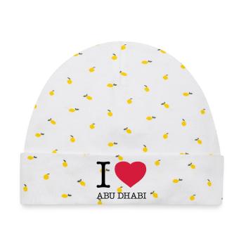 I LOVE ABU DHABI - Baby Premium Organic Mütze - Weiß/Zitronengelb - Vorne