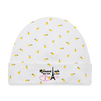 Romantisch Liebe Herz Paris Paar Spruch Geschenk - Baby Premium Organic Mütze - Weiß/Zitronengelb - Vorne