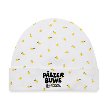 Pälzer Buwe Unnerwegs - Pfälzer Männer auf Tour - Baby Premium Organic Mütze - Weiß/Zitronengelb - Vorne