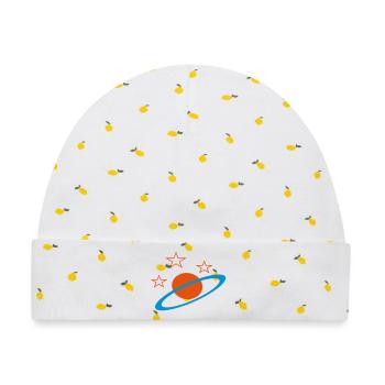 Planet - Baby Premium Organic Mütze - Weiß/Zitronengelb - Vorne
