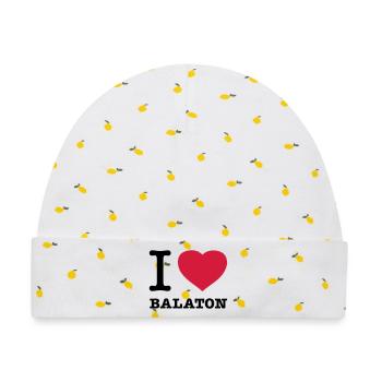 I LOVE BALATON Ungarn - Baby Premium Organic Mütze - Weiß/Zitronengelb - Vorne