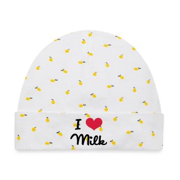 I Love Milk - Baby Premium Organic Mütze - Weiß/Zitronengelb - Vorne